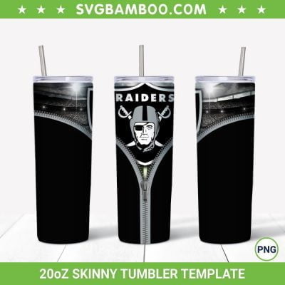 Las Vegas Raiders Zipper 20oz Skinny Tumbler Template PNG, Raiders Logo Tumbler Wrap PNG, Football Tumbler Sublimation Design PNG Download