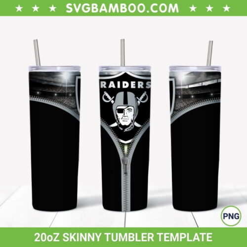 Las Vegas Raiders Zipper 20oz Skinny Tumbler Template PNG, Raiders Logo Tumbler Wrap PNG, Football Tumbler Sublimation Design PNG Download