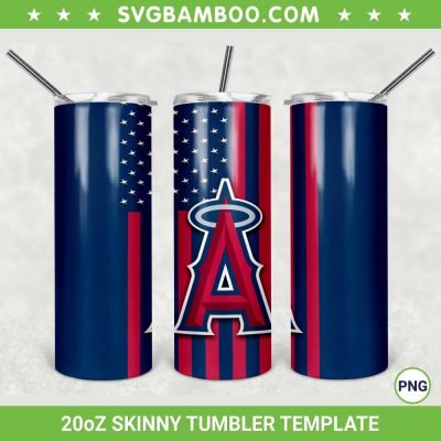 Los Angeles Angels 20oz Skinny Tumbler Template PNG, MLB Logo Los Angeles Angels Tumbler Wrap PNG, Sports Logos Tumbler Sublimation Design PNG Download