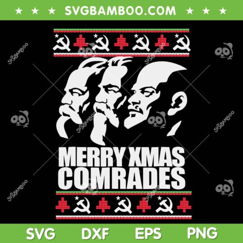 Merry Christmas Comrades SVG, Marx Lenin Ugly Xmas Sweater SVG, Xmas Communist Logo SVG DXF EPS PNG
