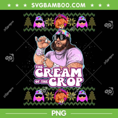 Macho The Cream Of The Crop PNG, Macho Wrestling Ugly Christmas Sweater PNG, Pink Macho Wrestling PNG