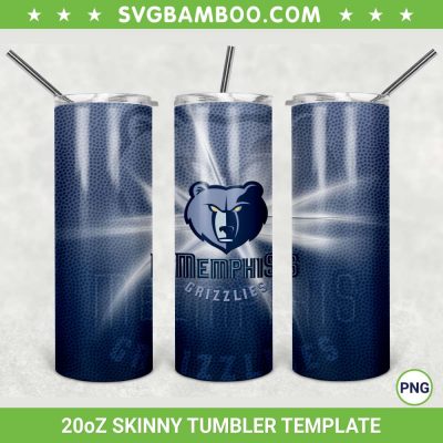 Memphis Grizzlies 20oz Skinny Tumbler Template PNG, NBA Memphis Grizzlies Tumbler Wrap PNG, Basketball Teams Tumbler Sublimation Design PNG Download