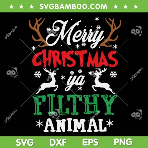 Merry Christmas Animal Filthy SVG, Xmas Pajama Animal SVG, Filthy Animal Xmas Writing SVG DXF EPS PNG