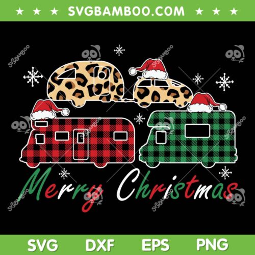 Merry Christmas Camping Car Leopard SVG, Leopard Car Christmas SVG, Merry Christmas Camper SVG DXF EPS PNG