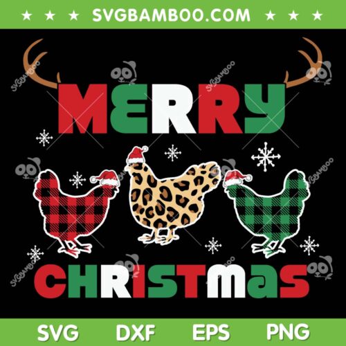 Merry Christmas Chicken Buffalo Leopard SVG, Chicken Christmas SVG, Merry Christmas SVG DXF EPS PNG