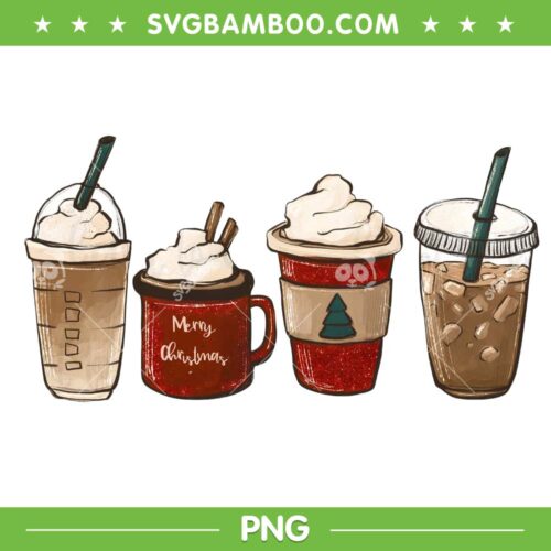 Merry Christmas Coffee Drink PNG, Dark Colour Christmas Drink PNG, Latte Coffee Mug Chesse Topping PNG