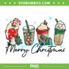 Merry Christmas Coffee PNG, Warm Drinks For Chrsitmas PNG, Colourful Coffee Latte Bubble Tea Xmas PNG
