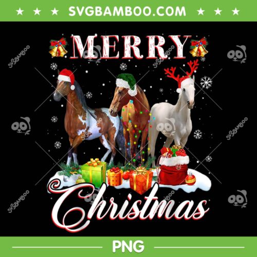 Merry Christmas Horse Lover PNG, Christmas Light Reindeer Santa Hat PNG, Snow Santa Hat Reindeer PNG
