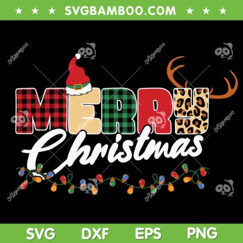 Merry Christmas Leopard Buffalo Plaid SVG, Christmas Buffalo Leopard SVG, Merry Christmas 2022 SVG DXF EPS PNG