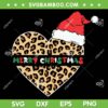 Merry Christmas Leopard Heart SVG, Santa Hat Leopard Heart SVG, Merry Christmas SVG DXF EPS PNG