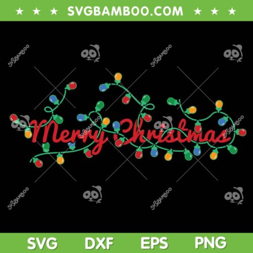Merry Christmas Lights SVG, Merry Christmas Writing Decoration SVG, Christmas Lights Ornament SVG DXF EPS PNG