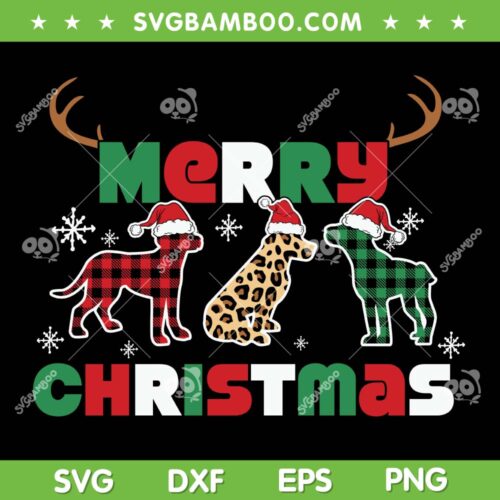 Merry Christmas Leopard Dog SVG, Merry Christmas Red Plaid Dog SVG, Merry Christmas Green Plaid Dog SVG DXF EPS PNG
