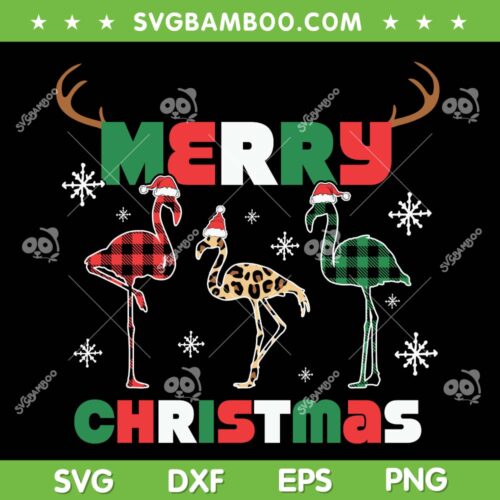 Merry Christmas Leopard Flamingo SVG, Merry Christmas Red Plaid Flamingo SVG, Merry Christmas Green Plaid Flamingo SVG DXF EPS PNG