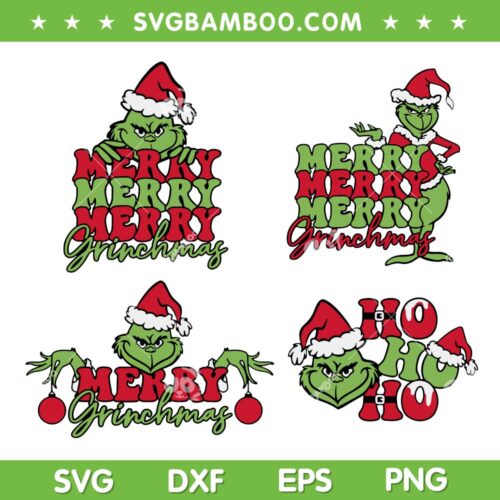 Merry Grinchmas Santa Hat SVG Bundle, Grinch Ho Ho Ho Xmas SVG Bundle, Grinchmas Wicked Face SVG DXF EPS PNG
