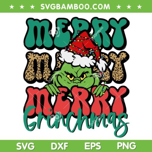 Merry Merry Grinchmas Leopard SVG, Grinch Santa Leopard SVG, Grinchmas Buffalo Plaid Xmas SVG DXF EPS PNG