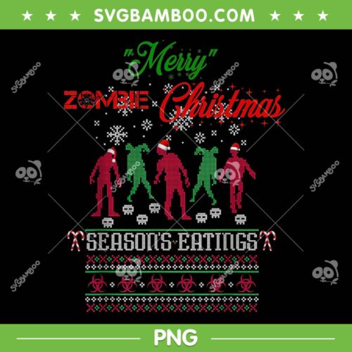 Merry Zombie Christmas PNG, Zombies Love Christmas Too PNG, Xmas Zombie Season Eating PNG