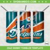 Miami Dolphins 20oz Skinny Tumbler Template PNG, NFL Logo Miami Dolphins Tumbler Wrap PNG, Miami Football Tumbler Sublimation Design PNG Download     