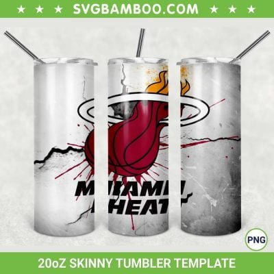 Miami Heat 20oz Skinny Tumbler Template PNG, Miami Heat Basketball Tumbler Wrap PNG, NBA Logo Tumbler Sublimation Design PNG Download