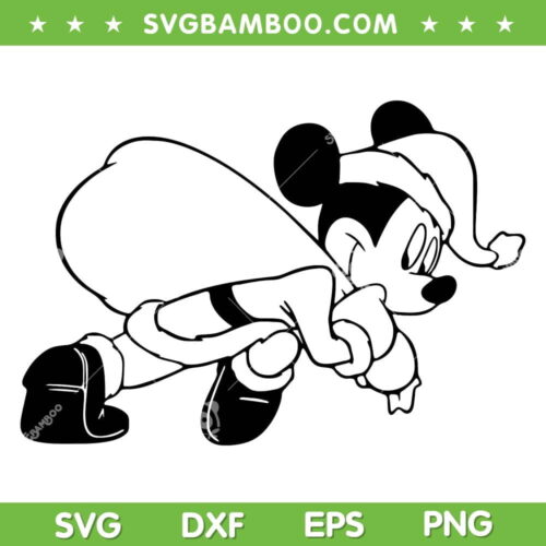 Mickey Mouse As Santa Claus Taking His Sack Of Presents SVG, Santa Claus Mickey Mouse SVG, Disney Christmas SVG DXF EPS PNG