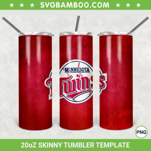Minnesota Twins 20oz Skinny Tumbler Template PNG, MLB Minnesota Twins Tumbler Wrap PNG, Twins Baseball Tumbler Sublimation Design PNG Download