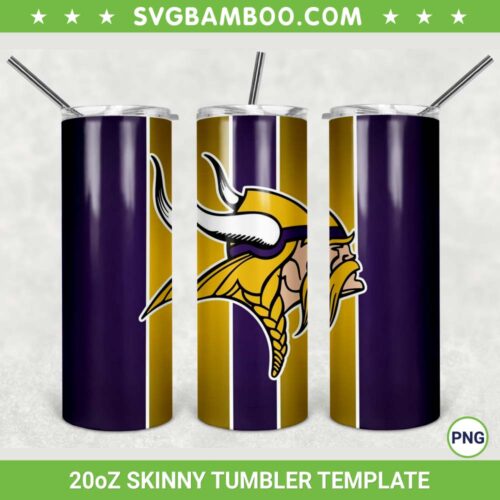 Minnesota Vikings 20oz Skinny Tumbler Template PNG, Minnesota Vikings Football Tumbler Wrap PNG, Sport Tumbler Sublimation Design PNG Download