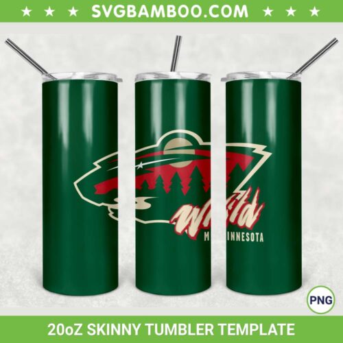Minnesota Wild 20oz Skinny Tumbler Template PNG, NHL Minnesota Wild Tumbler Wrap PNG, Hockey Team Tumbler Sublimation Design PNG Download