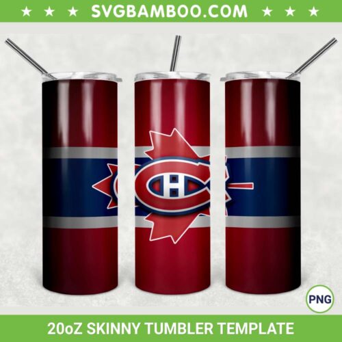 Montreal Canadiens 20oz Skinny Tumbler Template PNG, NHL Logo Montreal Canadiens Tumbler Wrap PNG, Hockey Sports Tumbler Sublimation Design PNG Download