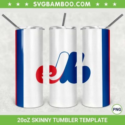 Montreal Expos 20oz Skinny Tumbler Template PNG, MLB Montreal Expos Tumbler Wrap PNG, Baseball Tumbler Sublimation Design PNG Download