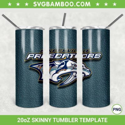 Nashville Predators 20oz Skinny Tumbler Template PNG, NHL Nashville Predators Tumbler Wrap PNG, Sports Logo Tumbler Sublimation Design PNG Download