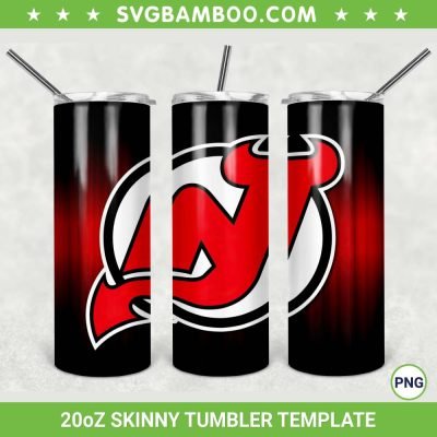 New Jersey Devils 20oz Skinny Tumbler Template PNG, NHL New Jersey Devils Tumbler Wrap PNG, NHL Logo Tumbler Sublimation Design PNG Download