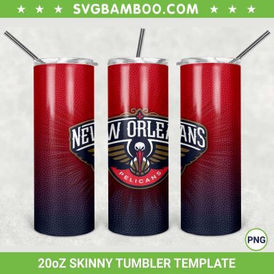 New Orleans Pelicans 20oz Skinny Tumbler Template PNG, NBA New Orleans Pelicans Tumbler Wrap PNG, Sport Tumbler Sublimation Design PNG Download