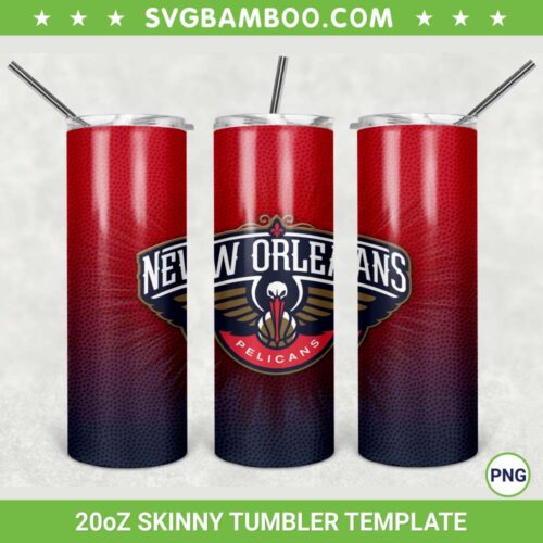 New Orleans Pelicans 20oz Skinny Tumbler Template PNG, NBA New Orleans Pelicans Tumbler Wrap PNG, Sport Tumbler Sublimation Design PNG Download