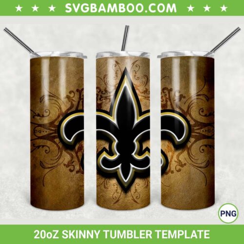New Orleans Saints 20oz Skinny Tumbler Template PNG, NFL New Orleans Saints Tumbler Wrap PNG, Football Sport Tumbler Sublimation Design PNG Download