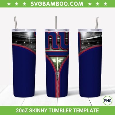 New York Giants Zipper 20oz Skinny Tumbler Template PNG, New York Giants Logo Tumbler Wrap PNG, NFL Football Tumbler Sublimation Design PNG Download