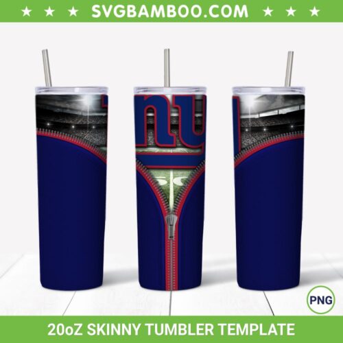 New York Giants Zipper 20oz Skinny Tumbler Template PNG, New York Giants Logo Tumbler Wrap PNG, NFL Football Tumbler Sublimation Design PNG Download