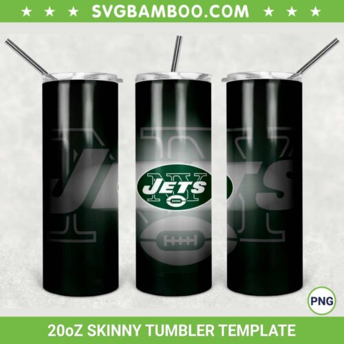 New York Jets 20oz Skinny Tumbler Template PNG, New York Jets Logo Tumbler Wrap PNG, NFL Football Tumbler Sublimation Design PNG Download