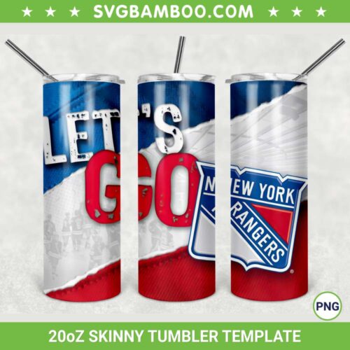 New York Rangers 20oz Skinny Tumbler Template PNG, NHL New York Rangers Tumbler Wrap PNG, Sport Logo Tumbler Sublimation Design PNG Download