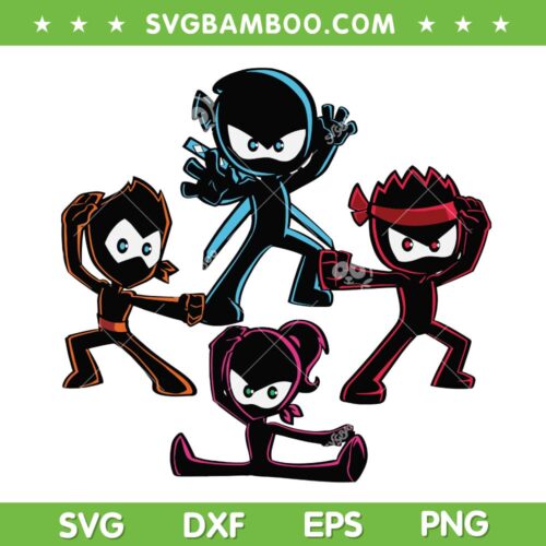 Ninja Kids Team SVG, Kids Ninja Squad SVG, Black Shadow Ninja Kids Squad SVG DXF EPS PNG