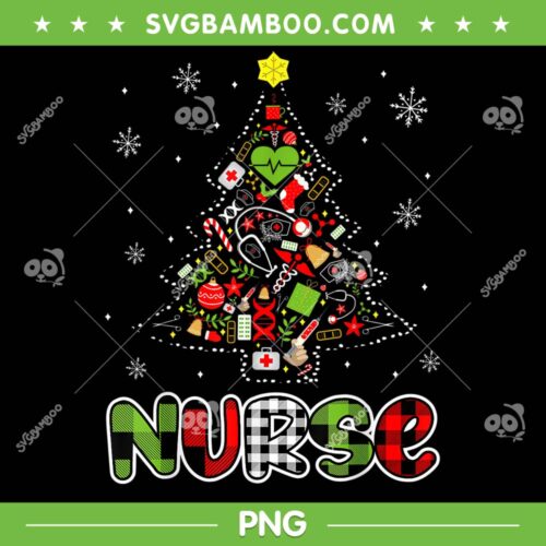 Nurse Christmas Tree PNG, Buffalo Plaid Nurses Xmas PNG, Christmas Nurse Green Plaid PNG