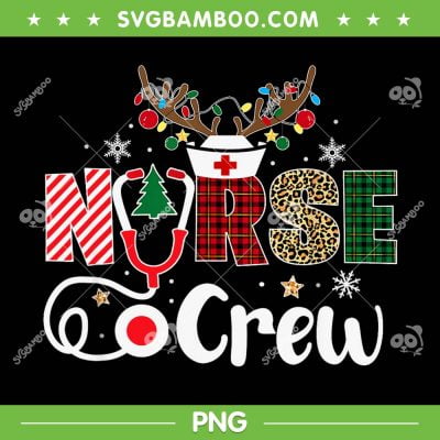 Nurse Crew Christmas Leopard PNG, Stethoscope Nurses Xmas Pajamas PNG, Christmas Nurse Crew Green Plaid PNG