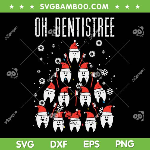 Oh Dentistree Christmas Tree SVG, Teeth Dentistry Dental Dentist SVG, Funny Christmas Tree SVG DXF EPS PNG