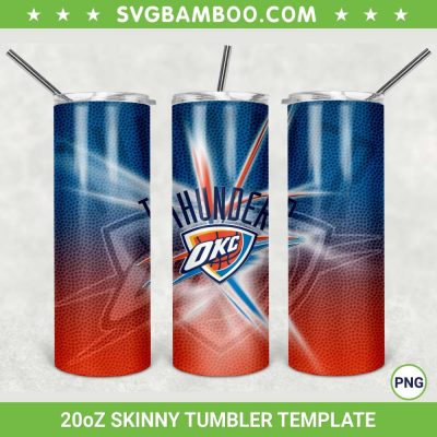Oklahoma City Thunder 20oz Skinny Tumbler Template PNG, NBA Oklahoma City Thunder Tumbler Wrap PNG, NBA Basketball Tumbler Sublimation Design PNG Download