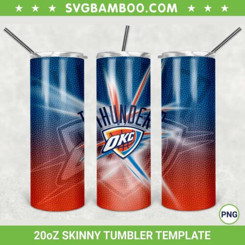 Oklahoma City Thunder 20oz Skinny Tumbler Template PNG, NBA Oklahoma City Thunder Tumbler Wrap PNG, NBA Basketball Tumbler Sublimation Design PNG Download