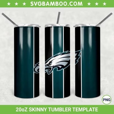 Philadelphia Eagles 20oz Skinny Tumbler Template PNG, NFL Philadelphia Eagles Tumbler Wrap PNG, Eagle Football Tumbler Sublimation Design PNG Download