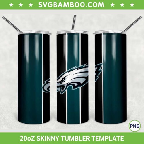 Philadelphia Eagles 20oz Skinny Tumbler Template PNG, NFL Philadelphia Eagles Tumbler Wrap PNG, Eagle Football Tumbler Sublimation Design PNG Download