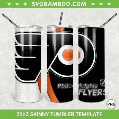 Philadelphia Flyers 20oz Skinny Tumbler Template PNG, NHL Philadelphia Flyers Tumbler Wrap PNG, Hockey Sports Tumbler Sublimation Design PNG Download