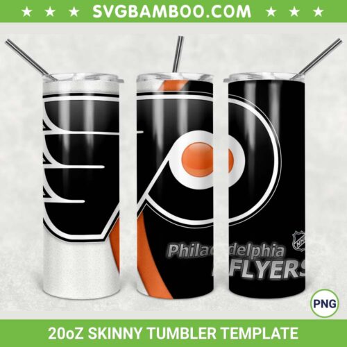 Philadelphia Flyers 20oz Skinny Tumbler Template PNG, NHL Philadelphia Flyers Tumbler Wrap PNG, Hockey Sports Tumbler Sublimation Design PNG Download