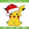 Pikachu Santa Hat SVG, Christmas Pokemon Pikachu SVG, Xmas Cute Pikachu SVG DXF EPS PNG