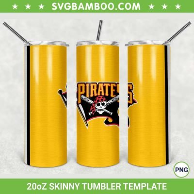 Pittsburgh Pirates 20oz Skinny Tumbler Template PNG, MLB Pittsburgh Pirates Tumbler Wrap PNG, Baseball Tumbler Sublimation Design PNG Download