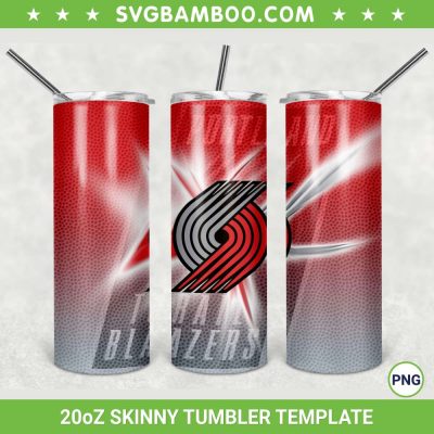 Portland Trail Blazers 20oz Skinny Tumbler Template PNG, NBA Logo Portland Trail Blazers Tumbler Wrap PNG, Basketball Team Tumbler Sublimation Design PNG Download